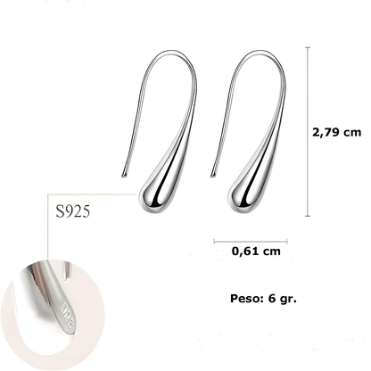 Pendientes de "Gota" de plata 925.